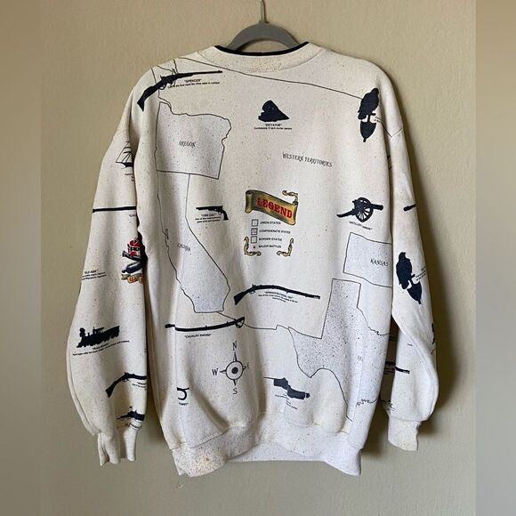 Vintage 90s Civil War Cream Sweatshirt Crewneck Size L - Picture 8 of 8
